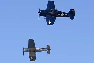 Grumman F6F-5 Hellcat N1078Z Minsi III, Grumman F8F-2 Bearcat N7825C, and Vought F4U-1A Corsair NX83782, August 17, 2013